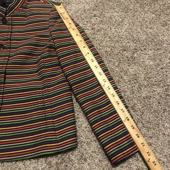 Talbots Womens Rainbow Colorful Striped Mandarin Collar Blazer Jacket Size 2P - Picture 8 of 11